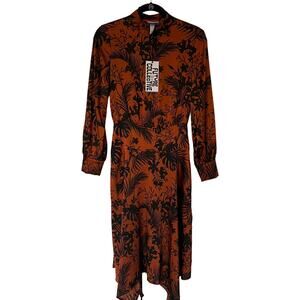 Future Collective Women's Brown Long Sleeve Asymmetrical Dress - Size XXS - NWT